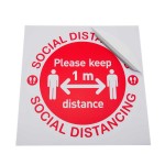 Covid-19 Floor Sticker Social Distancing 26cm Round Red 3pcs